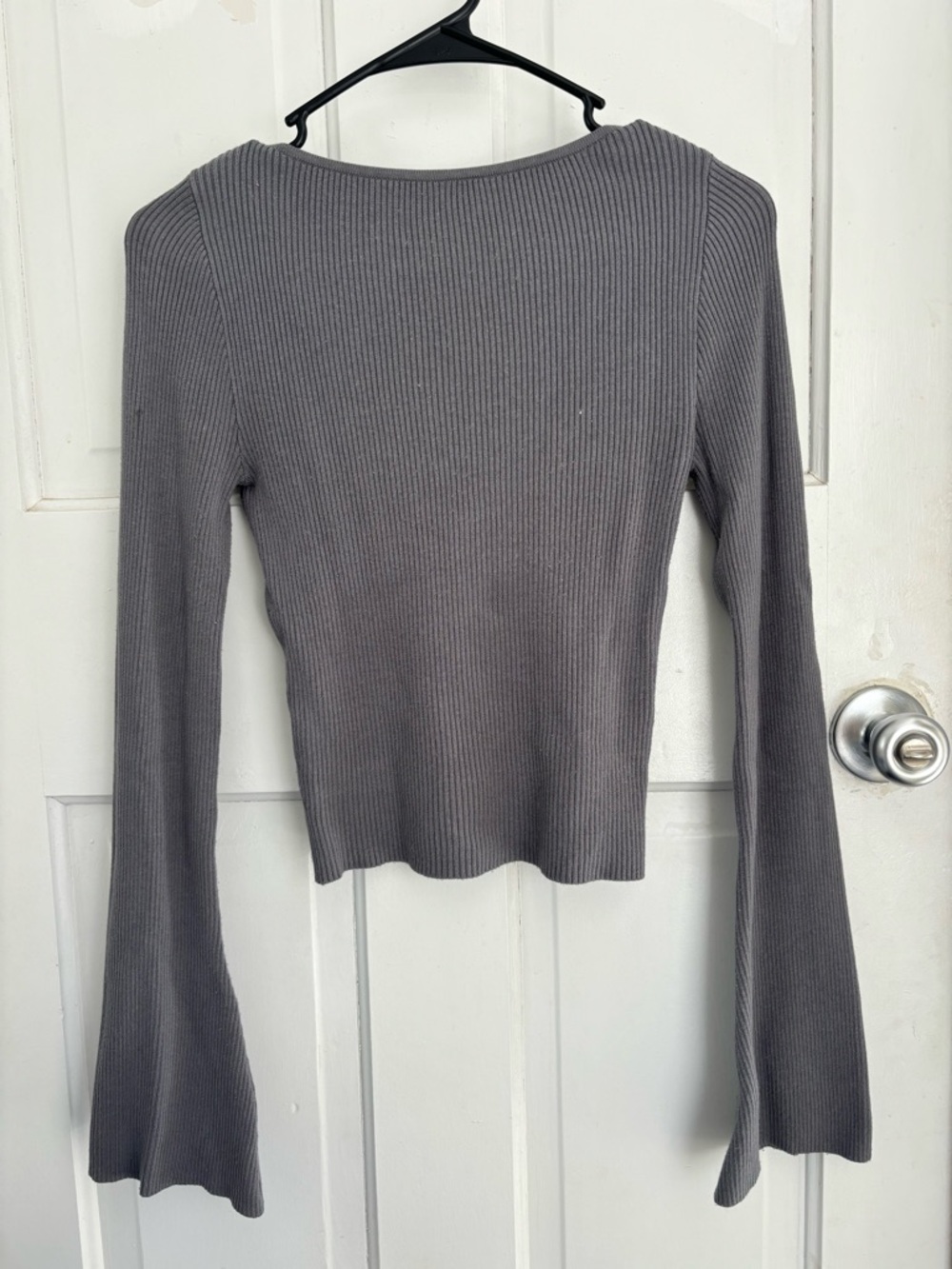 H&M Ribbed Long-Sleeve Top in Charcoal
